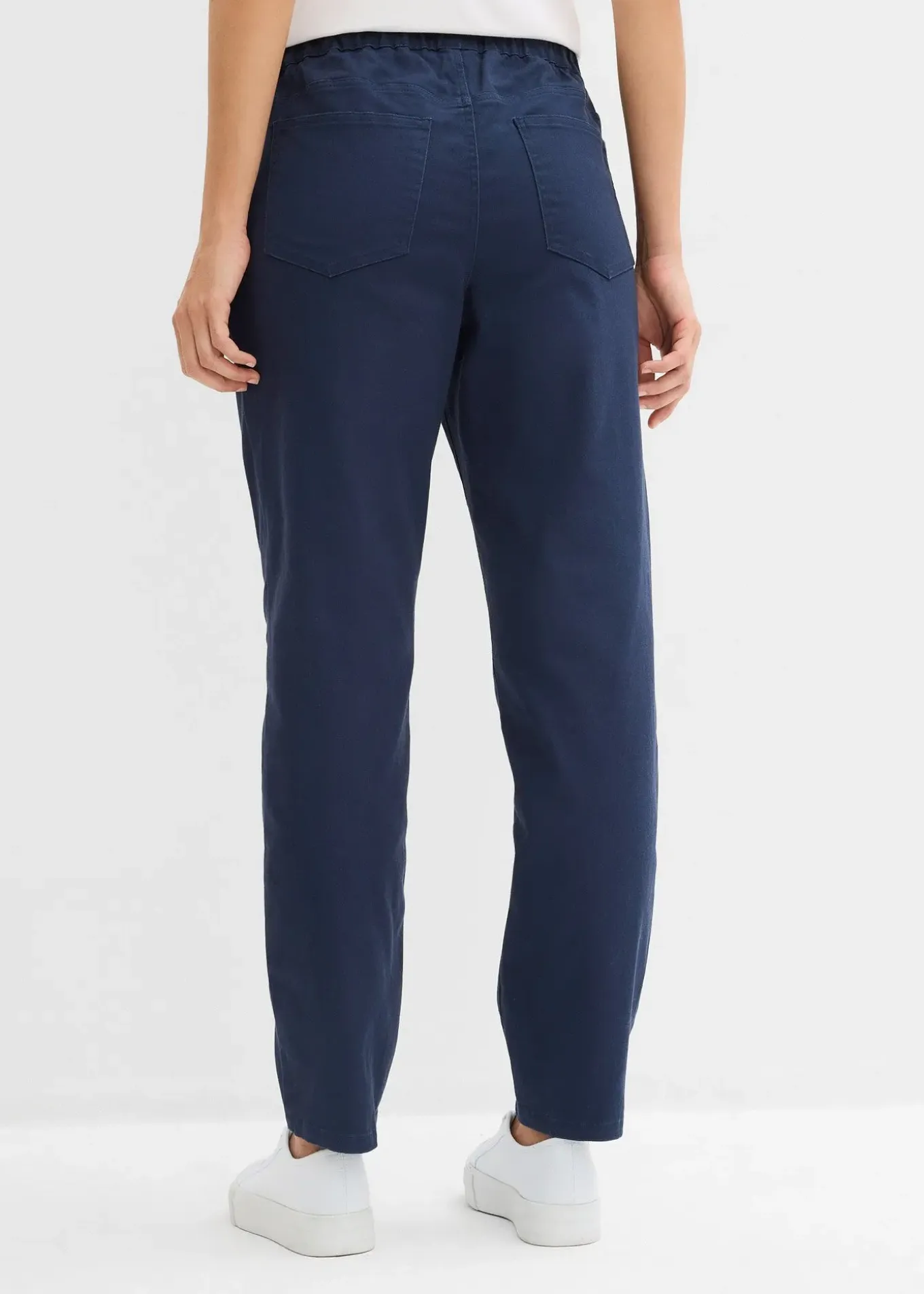 Pantalon barrel en twill, taille mi-haute élastiquée