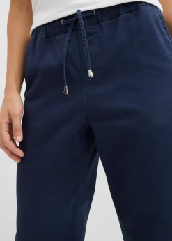 Pantalon barrel en twill, taille mi-haute élastiquée