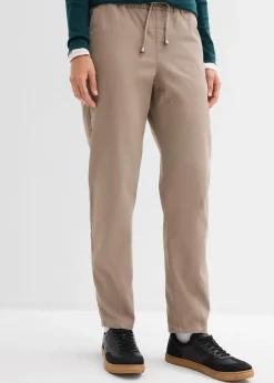 Pantalon barrel en twill, taille mi-haute élastiquée