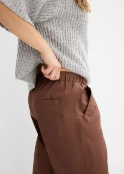 Pantalon barrel en twill à taille élastiquée
