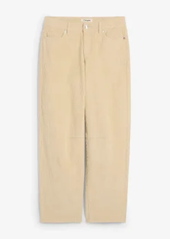 Pantalon barrel en velours côtelé, taille mi-haute