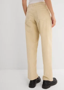 Pantalon barrel en velours côtelé, taille mi-haute