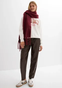 Pantalon barrel enduit, taille mi-haute