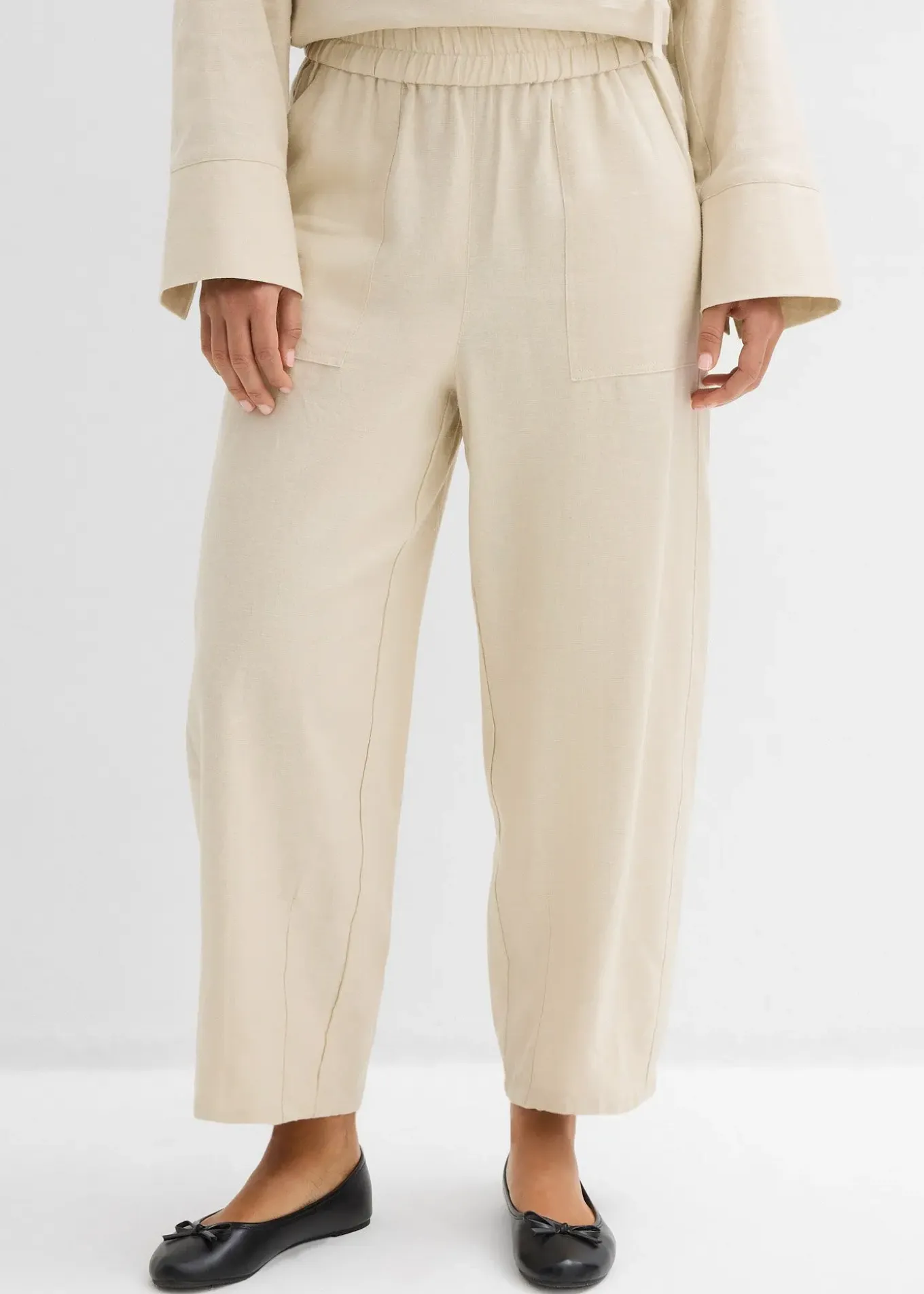 Pantalon barrel léger en lin mélangé