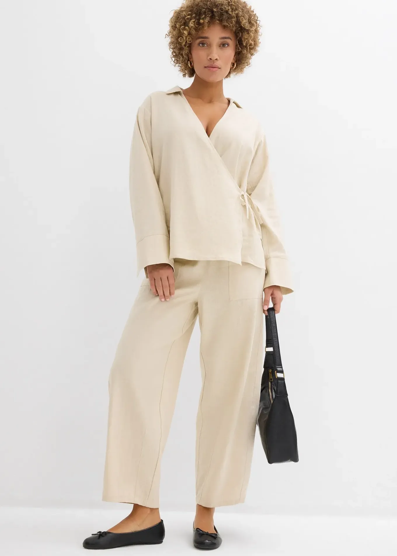 Pantalon barrel léger en lin mélangé