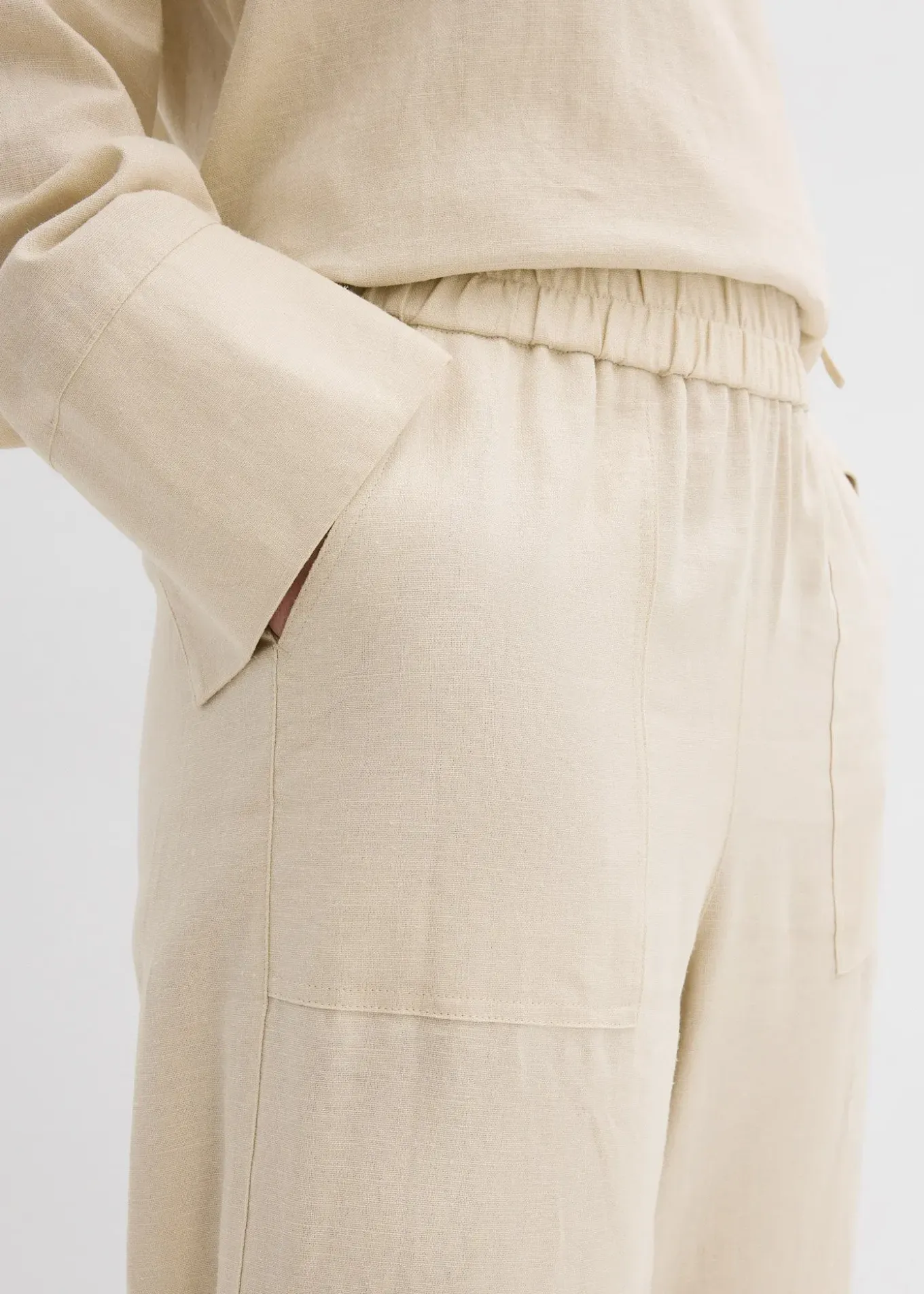 Pantalon barrel léger en lin mélangé