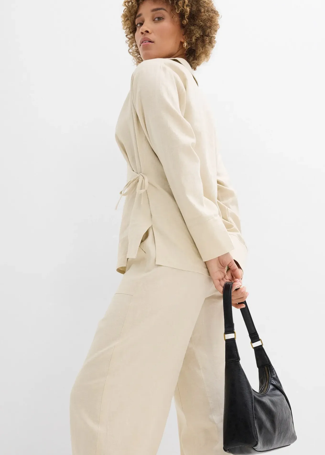 Pantalon barrel léger en lin mélangé