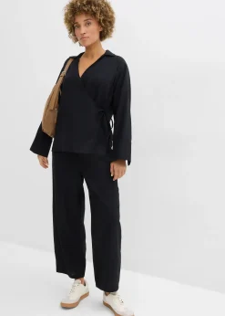 Pantalon barrel léger en lin mélangé