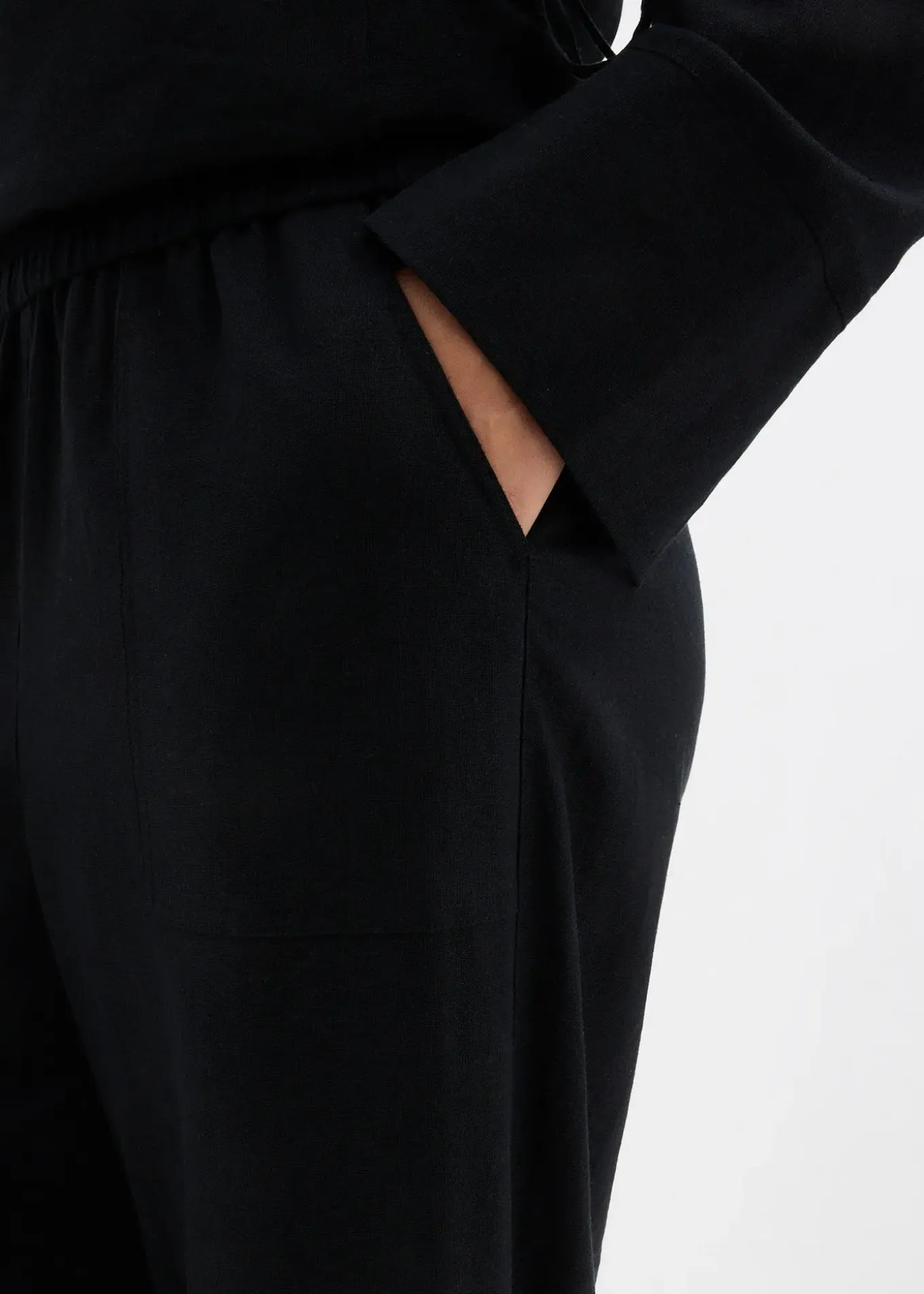 Pantalon barrel léger en lin mélangé