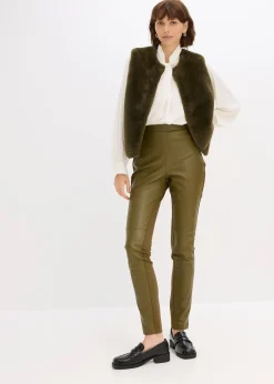 Pantalon bi-matière Punto di Roma et tissu enduit