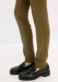 Pantalon bi-matière Punto di Roma et tissu enduit