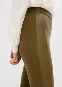 Pantalon bi-matière Punto di Roma et tissu enduit