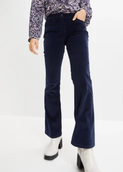 Pantalon bootcut en velours côtelé extensible