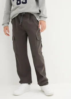 Pantalon cargo 100% coton, coupe droite et loose