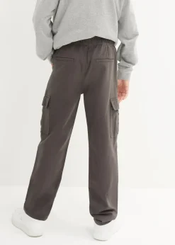 Pantalon cargo 100% coton, coupe droite et loose