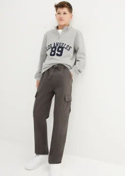 Pantalon cargo 100% coton, coupe droite et loose