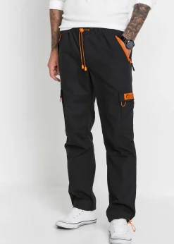 Pantalon cargo droit et décontracté à taille élastiquée