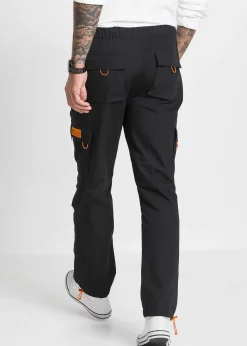 Pantalon cargo droit et décontracté à taille élastiquée