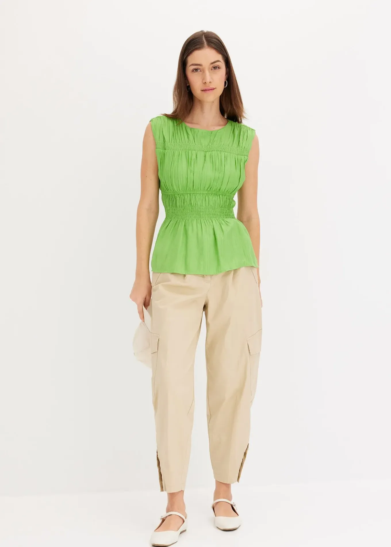 Pantalon cargo en coton extensible