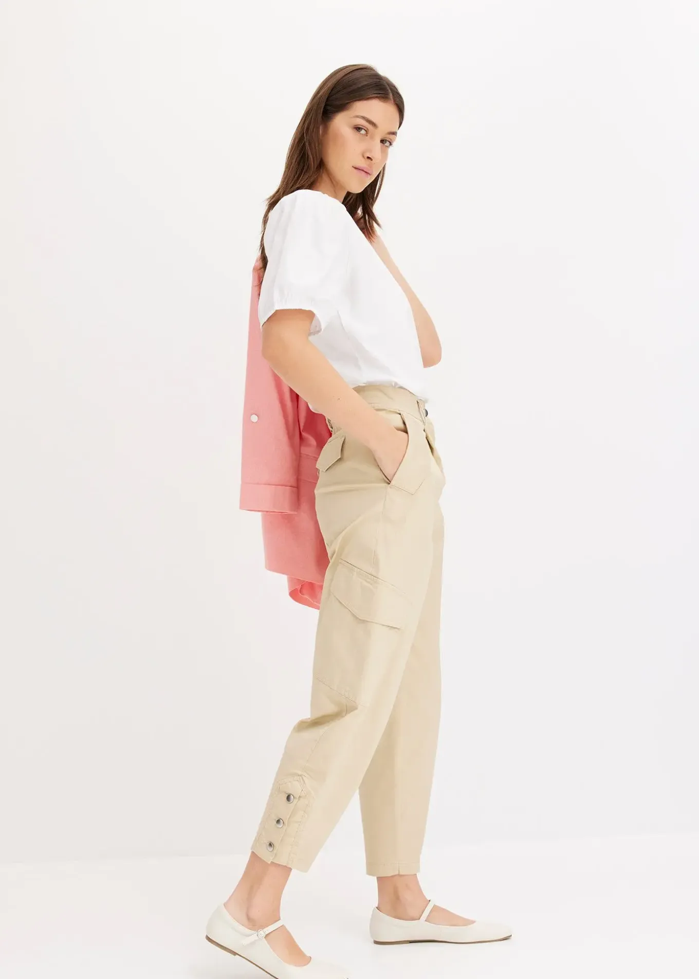 Pantalon cargo en coton extensible