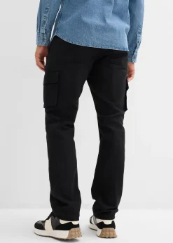 Pantalon cargo et loose à doublure chaude en flanelle et taille élastiquée, droit