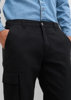 Pantalon cargo et loose à doublure chaude en flanelle et taille élastiquée, droit