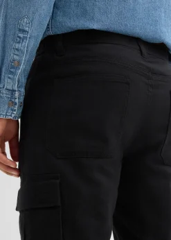 Pantalon cargo et loose à doublure chaude en flanelle et taille élastiquée, droit