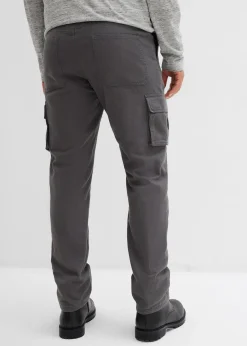 Pantalon cargo et loose à doublure chaude en flanelle et taille élastiquée, droit