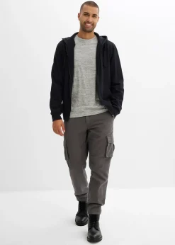 Pantalon cargo et loose à doublure chaude en flanelle et taille élastiquée, droit