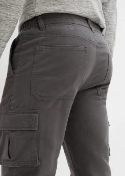 Pantalon cargo et loose à doublure chaude en flanelle et taille élastiquée, droit