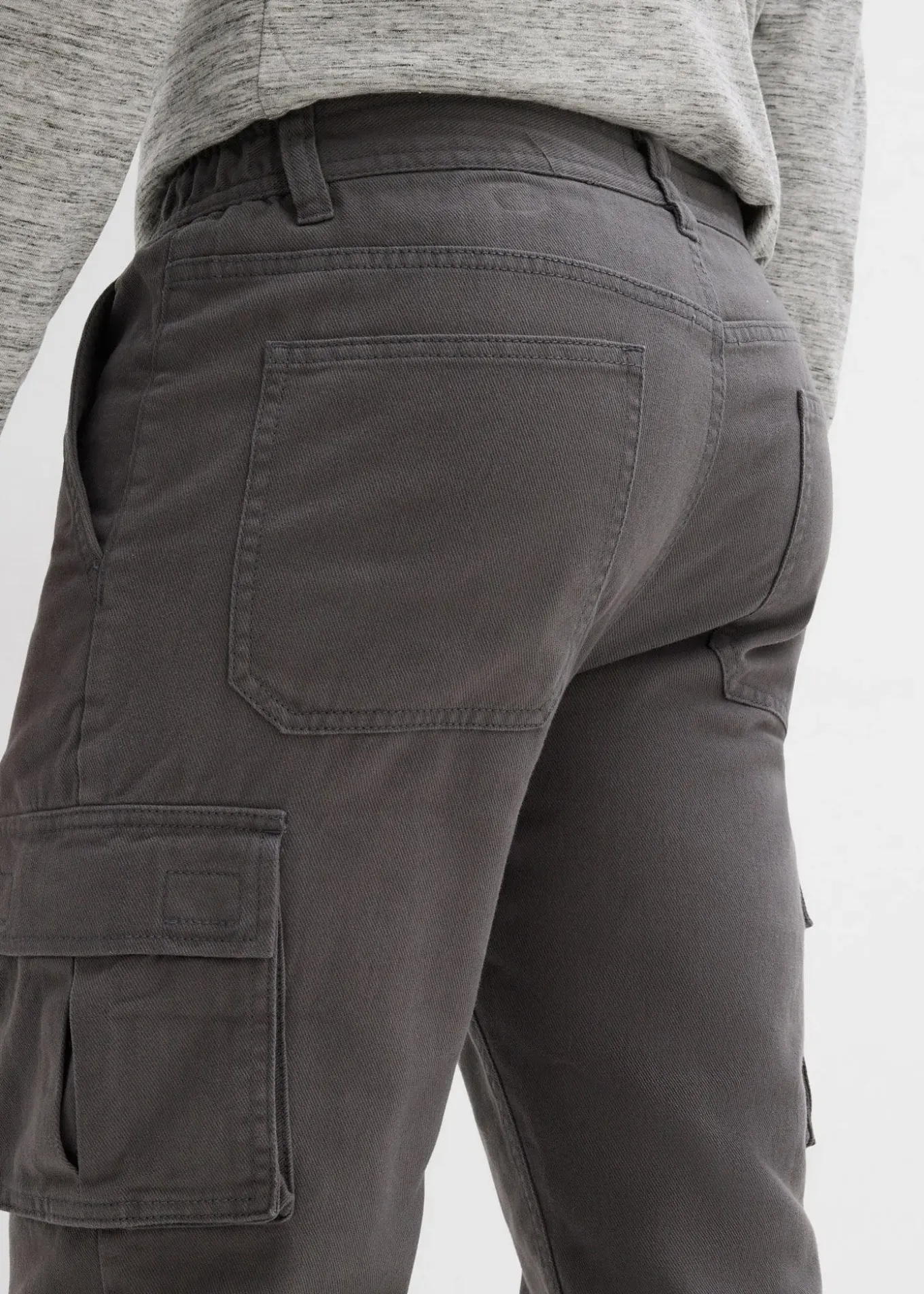 Pantalon cargo et loose à doublure chaude en flanelle et taille élastiquée, droit