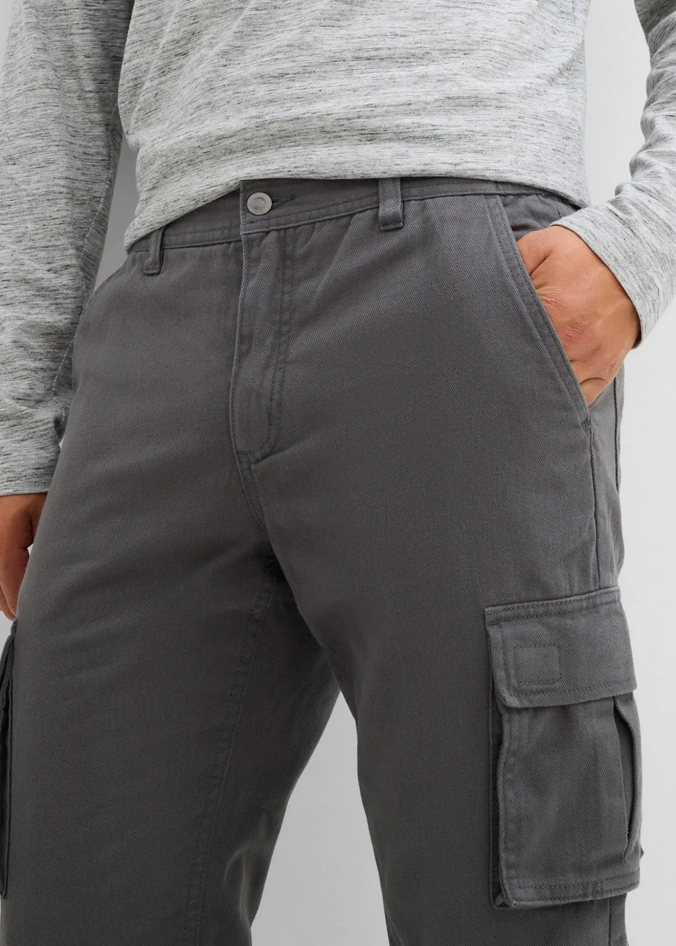 Pantalon cargo et loose à doublure chaude en flanelle et taille élastiquée, droit