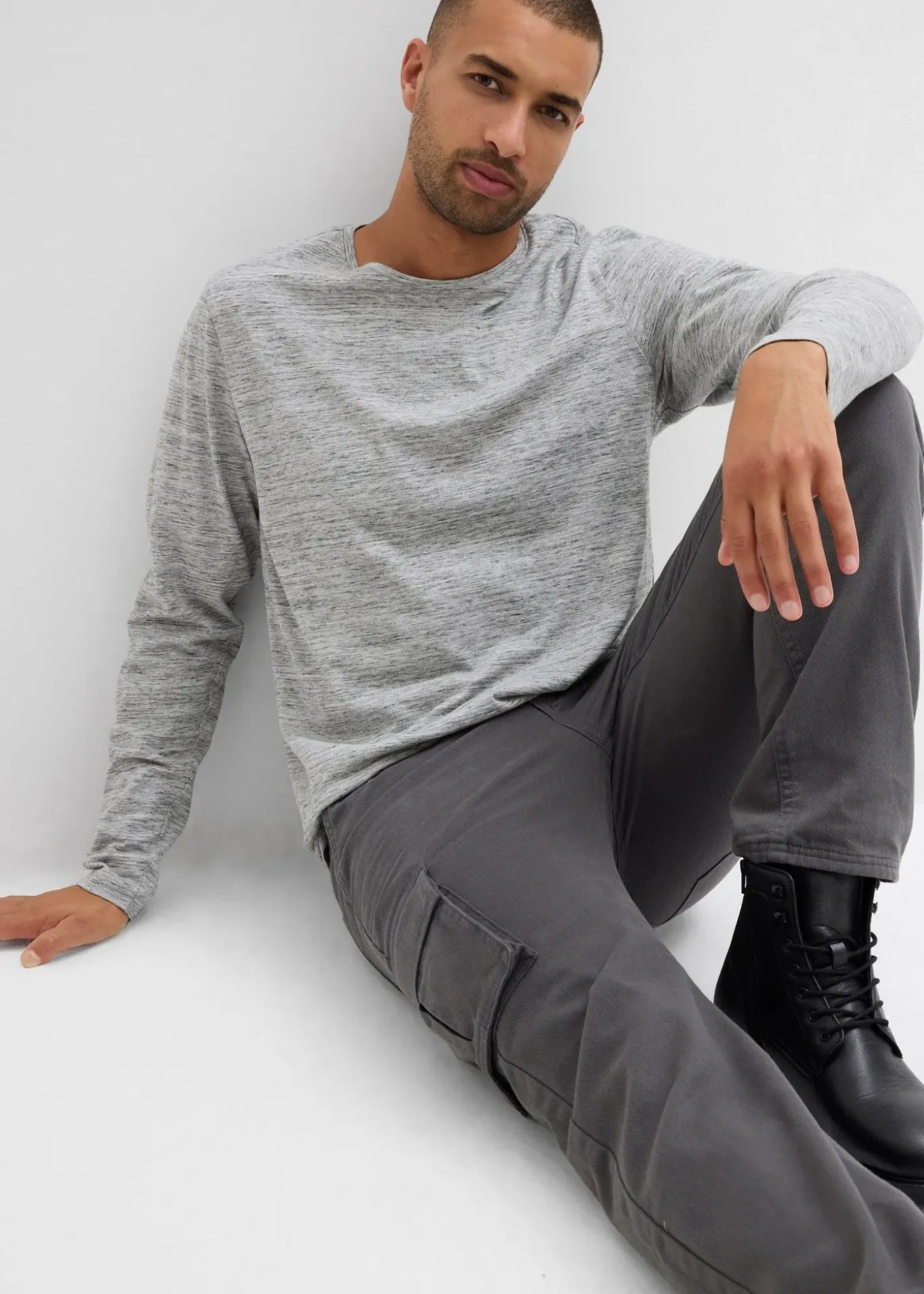 Pantalon cargo et loose à doublure chaude en flanelle et taille élastiquée, droit