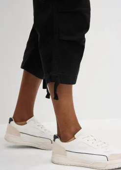 Pantalon cargo extensible et loose, longueur 3/4