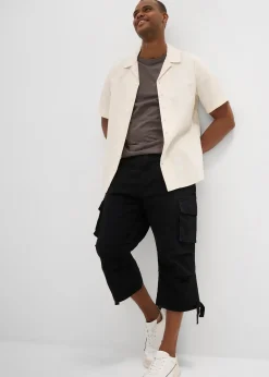 Pantalon cargo extensible et loose, longueur 3/4