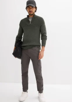 Pantalon cargo loose 100% coton, fuselé