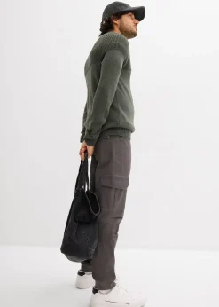 Pantalon cargo loose 100% coton, fuselé