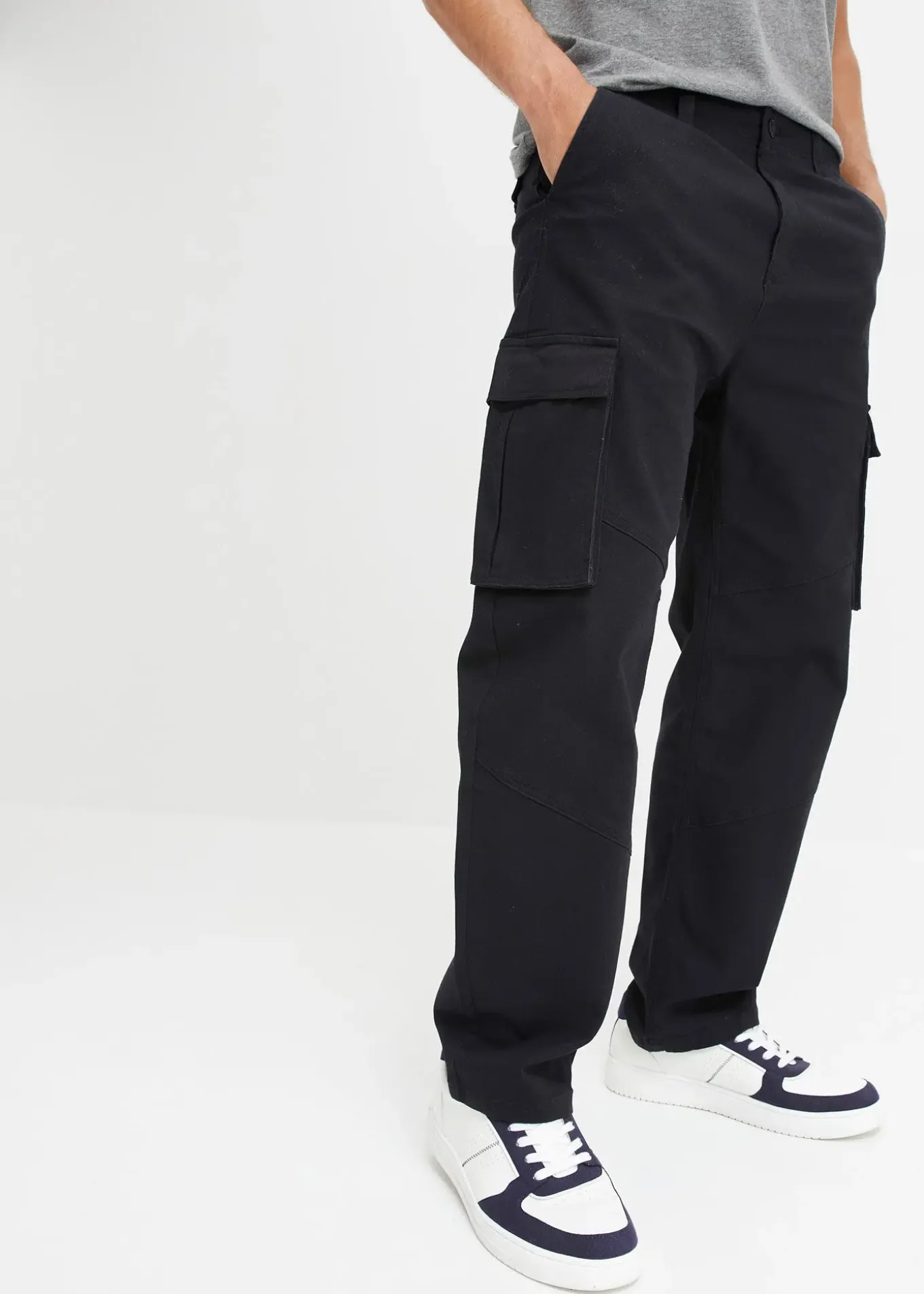 Pantalon cargo loose en coton extensible et robuste