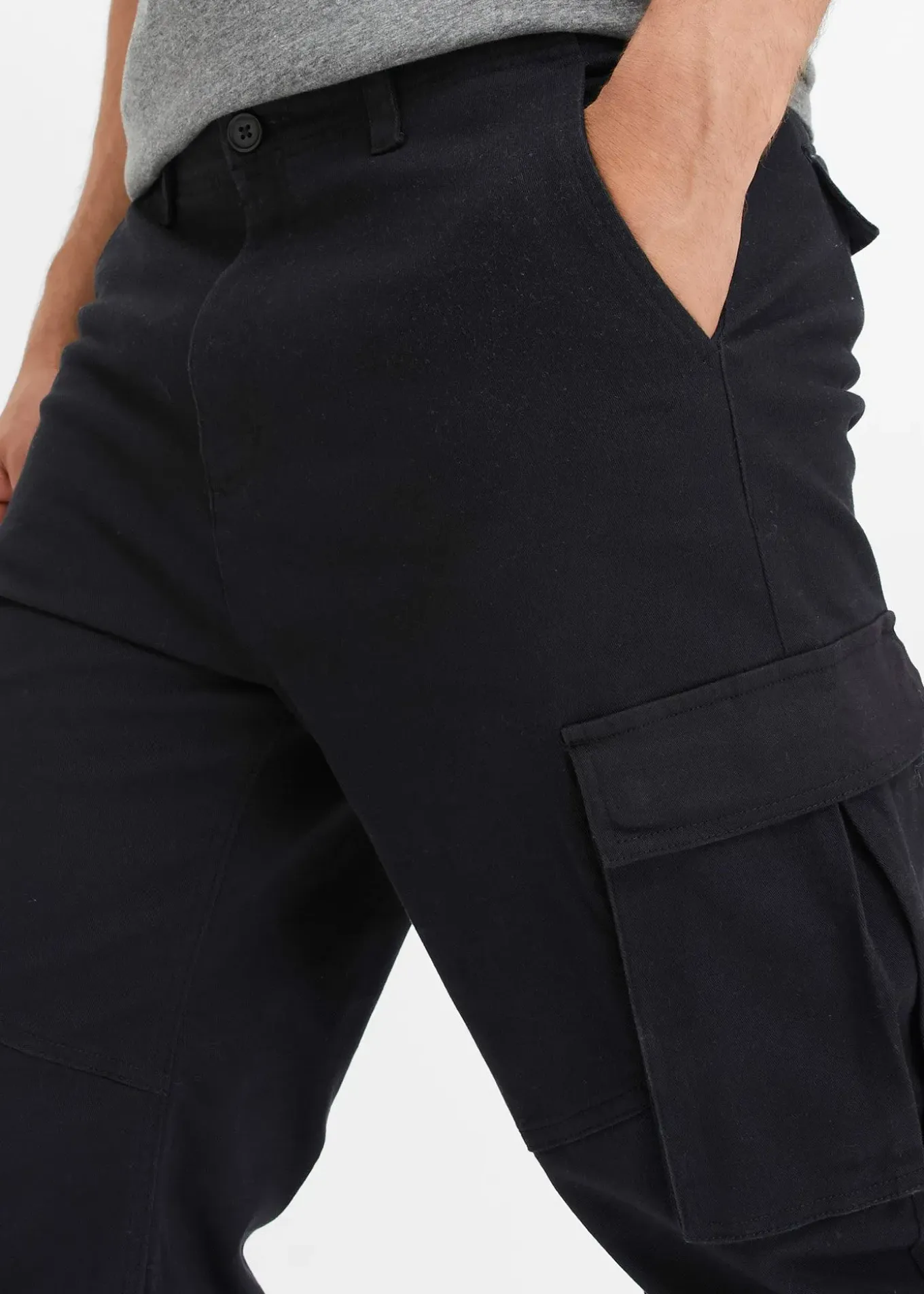 Pantalon cargo loose en coton extensible et robuste