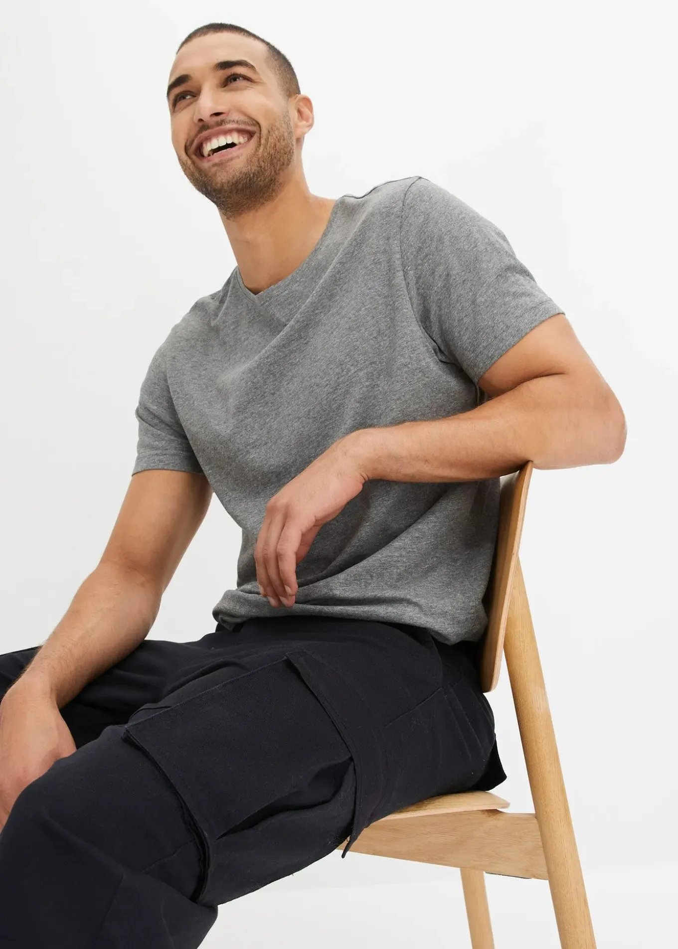 Pantalon cargo loose en coton extensible et robuste