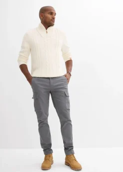 Pantalon cargo regular en coton extensible et robuste, droit