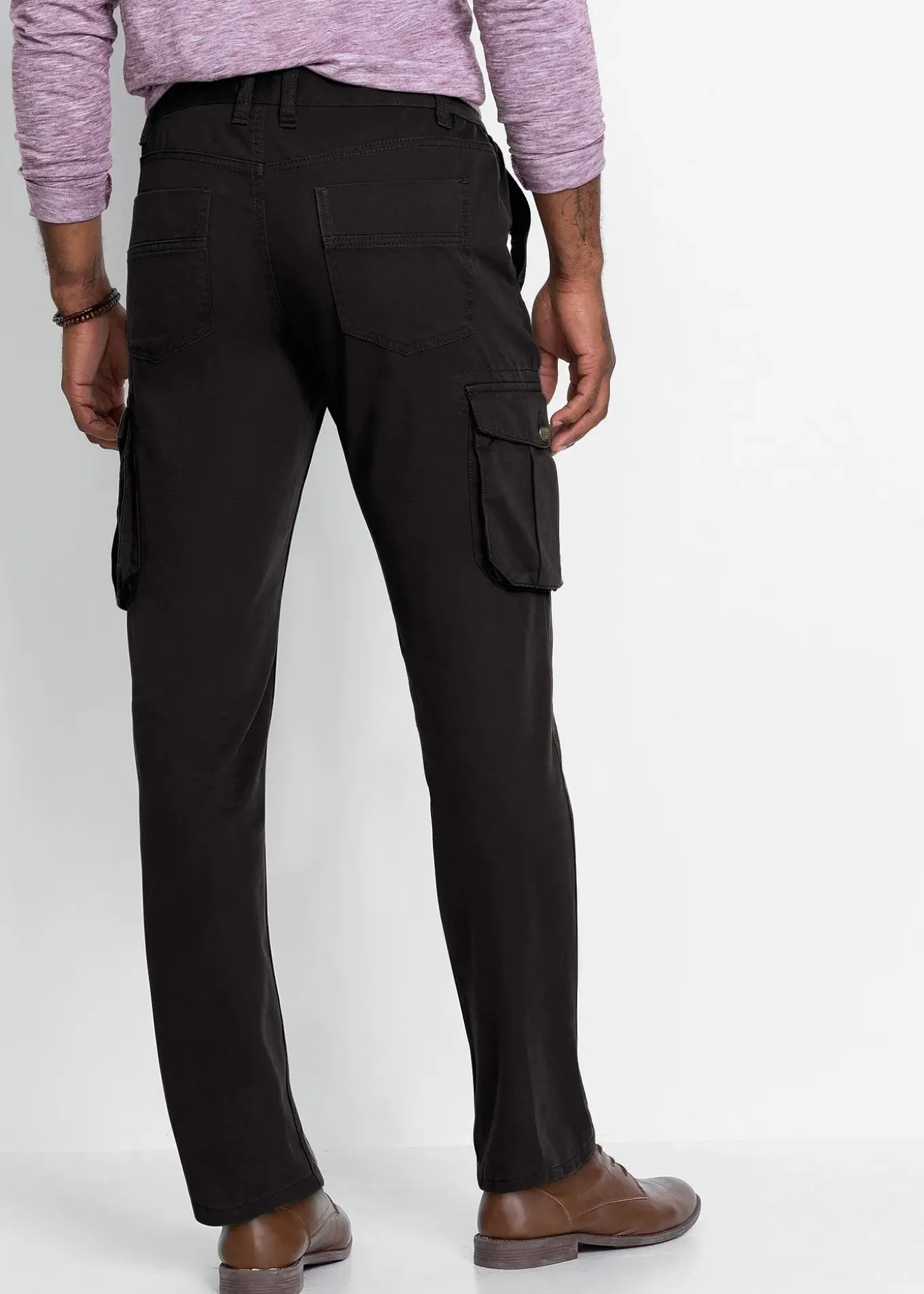 Pantalon cargo regular et droit, taille élastiquée