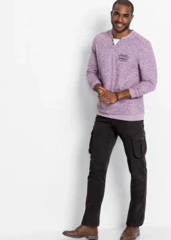 Pantalon cargo regular et droit, taille élastiquée