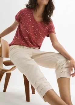 Pantalon carotte en lin et coton