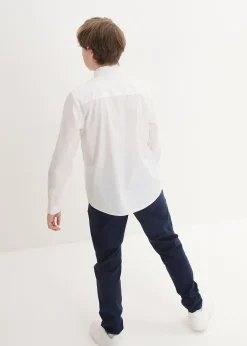 Pantalon chino, chemise manches longues et cravate (ens. 3 pces)