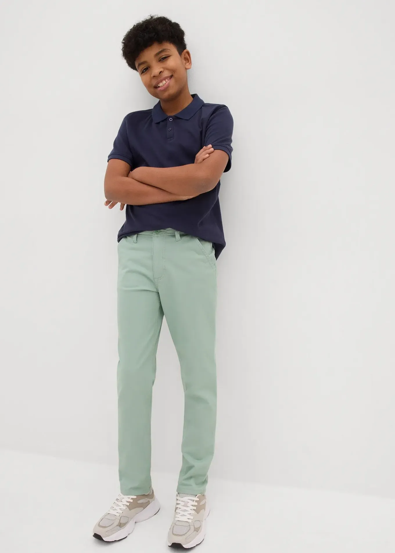 Pantalon chino droit à taille ajustable, slim