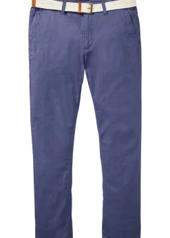 Pantalon chino droit avec taille élastique et ceinture, regular