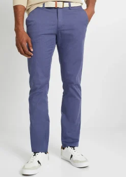 Pantalon chino droit avec taille élastique et ceinture, regular