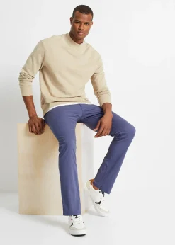 Pantalon chino droit avec taille élastique et ceinture, regular