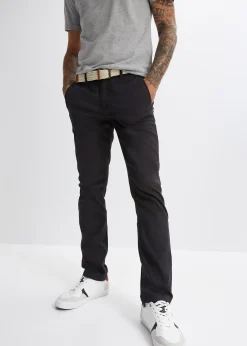 Pantalon chino droit avec taille élastique et ceinture, regular